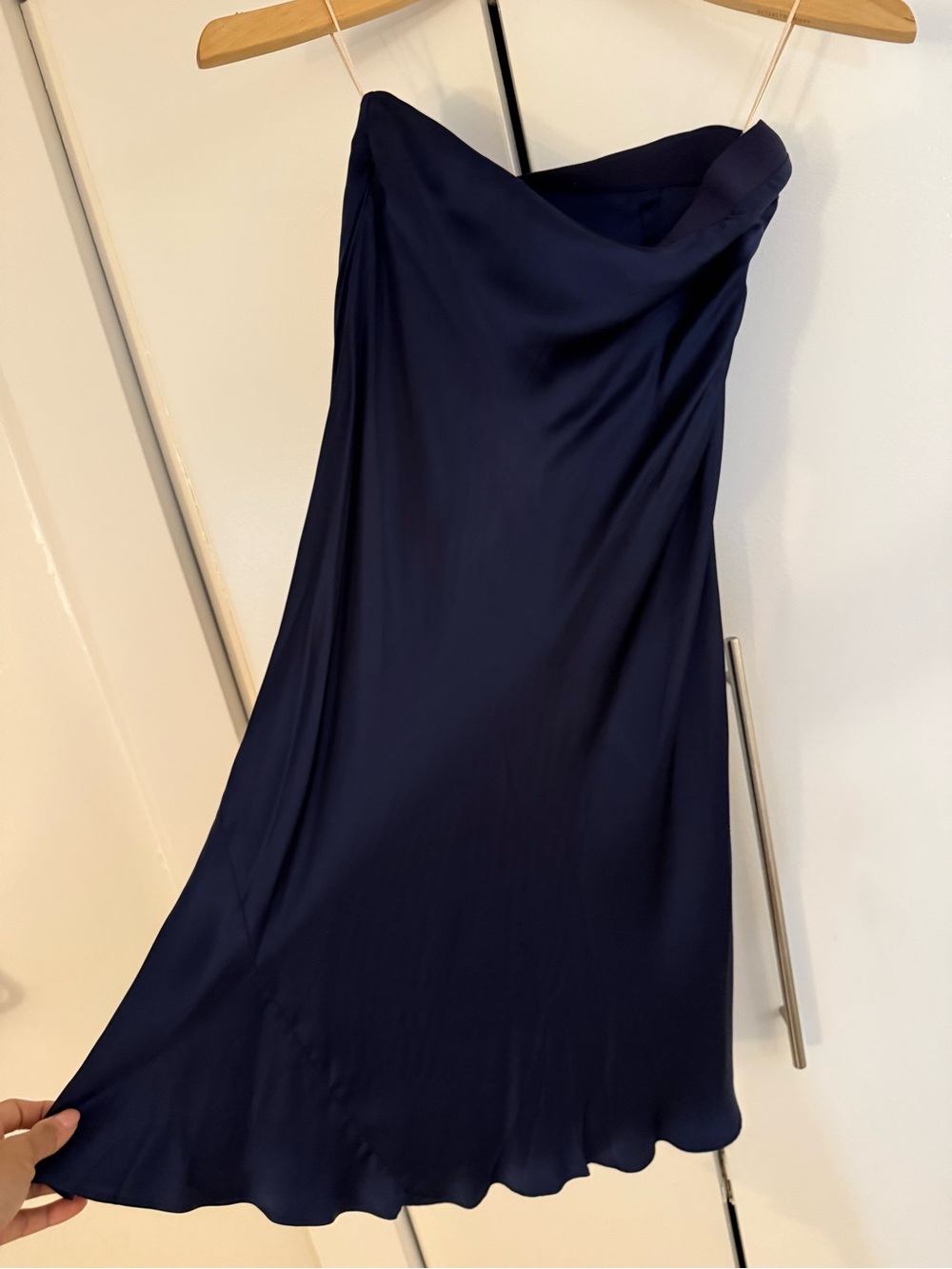 Wilfred Navy Blue Midi Slip Skirt